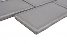 Mosaico cerámico Metro Sybway composite uni stone gris claro brillante MOS26-345