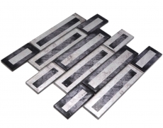 Mosaico de vidrio mosaico azulejo 2D-look negro plata gris sombreado MOS88-W5