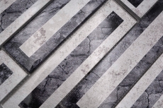 Mosaico de vidrio mosaico azulejo 2D-look negro plata gris sombreado MOS88-W5