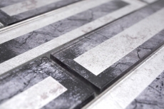 Mosaico de vidrio mosaico azulejo 2D-look negro plata gris sombreado MOS88-W5