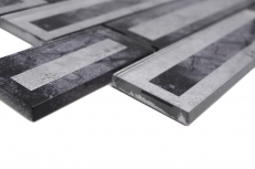 Mosaico de vidrio mosaico azulejo 2D-look negro plata gris sombreado MOS88-W5