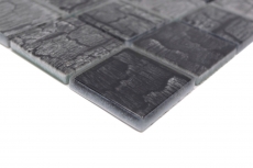 Azulejo de mosaico de vidrio aspecto piedra gris bosque gris oscuro MOS88-88P
