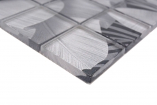 Mosaico de vidrio mosaico azulejo rainforest grey leaves optics MOS88-Pic03