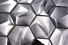 Acero inoxidable Hexágono mosaico azulejos Hexágono 3D acero Titanio brillante/mate MOS128-SB