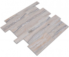 Estera de mosaico autoadhesiva vinilo aspecto piedra blanco gris oro rectangular MOS200-SP06