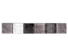 Mosaico frontera frontera mosaico de vidrio mosaico azulejo plata negro estructura MOS126BOR-1784