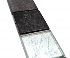 Mosaico frontera frontera mosaico de vidrio mosaico azulejo plata negro estructura MOS126BOR-1784