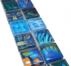 Mosaico Borde Mosaico de vidrio Mundo animal BIRD Azul claro Azul oscuro MOS68BOR-WL74