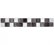 Mosaico frontera frontera mosaico de vidrio mosaico azulejo plata negro estructura MOS126BOR-1783