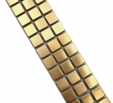 Mosaico cenefa cenefa oro acero inoxidable ligeramente cepillado MOS129BOR-0707