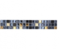Borde de mosaico Borde de mosaico de vidrio piedra natural negro dorado MOS92BOR-650