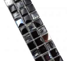 Borde de mosaico Borde de mosaico de vidrio mezcla de acero negro e incrustación de metal MOS92BOR-0304