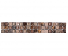 Mosaico frontera frontera mosaico de vidrio piedra natural mezcla beige marrón emperador MOS92BOR-1303