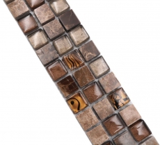 Mosaico frontera frontera mosaico de vidrio piedra natural mezcla beige marrón emperador MOS92BOR-1303