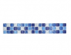 Borde de mosaico Borde de mosaico de vidrio roto mezcla blanco azul MOS92BOR-0104