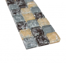 Mosaico cenefa cenefa mosaico de vidrio roto mezcla gris beige marrón MOS92BOR-1302