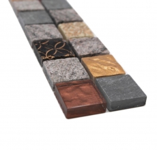 Mosaico cenefa cenefa mosaico de vidrio piedra mezcla gris negro oro MOS83BOR-0207