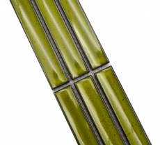 Mosaico cenefa varillas verde claro moteado brillante MOS24BOR-CS16