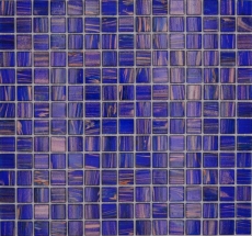 Azulejo de mosaico de vidrio azul ultramarino oscuro cobre iridiscente MOS230-G19