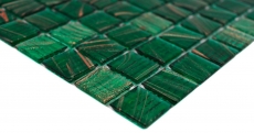 Mosaico de vidrio verde ópalo cobre iridiscente MOS230-G28
