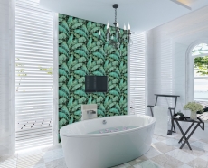 Azulejo de mosaico de vidrio mosaico mezcla verde negro brillante floral mirada azulejo cocina pared azulejo espejo baño ducha pared MOS88-Pic05_f