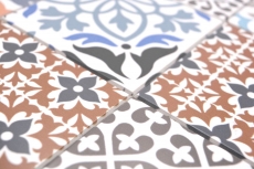 Mosaico de azulejos autoadhesivos mezcla crema/azul/naranja/gris mate retro look mosaico azulejo cocina pared azulejo espejo baño MOS200-S1406_f