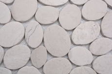 Mosaico de piedra natural Mosaico de azulejos mezcla blanco/azul/naranja/gris aspecto guijarro mate Mosaico de azulejos Pared de cocina Revestimiento de azulejos Baño Pared de ducha MOS30-0101_f