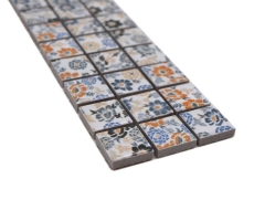 Frontera Frontera mosaico mezcla blanco/flores brillante floral mirada mosaico azulejo cocina pared azulejo espejo baño ducha pared MOS18CBOR-1401_f