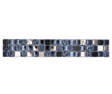 Borde Borde mosaico negro con plata brillante mosaico azulejo cocina pared azulejo espejo baño MOS92BOR-660_f