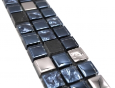 Borde Borde mosaico negro con plata brillante mosaico azulejo cocina pared azulejo espejo baño MOS92BOR-660_f