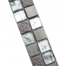 Frontera Frontera mosaico mezcla plata brillante aspecto retro mosaico azulejo cocina pared azulejo espejo baño MOS83BOR-CB33_f