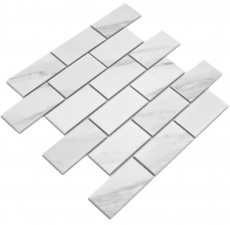 Azulejo de mosaico de cerámica muestra de mano Pared enlace compuesto Cararra blanco gris mate MOS26M-1102_m