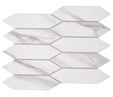 Muestra de mano mosaico cerámico Hexágono hexágono Calacatta blanco gris-marrón mate MOS13-L1112_m