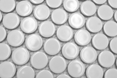 Muestra de mano mosaico cerámico azulejo Button Loop Penny Round uni blanco brillante MOS10-0102GR_m