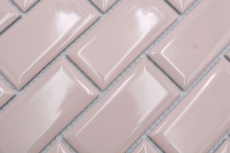 Muestra de mano mosaico cerámico Metro composite look uni rosa pálido pastel MOS24-11T_m