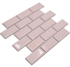 Muestra de mano mosaico cerámico Metro composite look uni rosa pálido pastel MOS24-11T_m