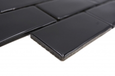 Muestra de mano mosaico cerámico Metro Sybway composite uni negro brillante MOS26-112_m