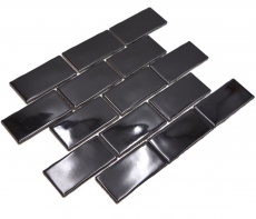 Muestra de mano mosaico cerámico Metro Sybway composite uni negro brillante MOS26-112_m