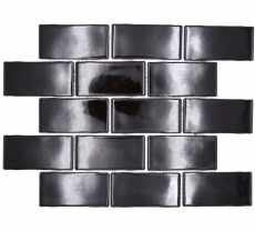 Muestra de mano mosaico cerámico Metro Sybway composite uni negro brillante MOS26-112_m