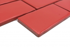 Muestra de mano mosaico cerámico Metro Sybway composite uni fuego rojo brillante MOS26-567_m