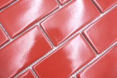 Muestra de mano mosaico cerámico Metro Sybway composite uni fuego rojo brillante MOS26-567_m