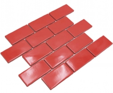 Muestra de mano mosaico cerámico Metro Sybway composite uni fuego rojo brillante MOS26-567_m