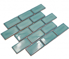 Muestra de mano mosaico cerámico Metro Sybway composite uni petrol green glossy MOS26-716_m