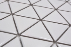 Muestra de mano azulejo de mosaico de cerámica triángulo diamante uni blanco brillante MOS13-t51_m