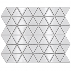 Muestra de mano azulejo de mosaico de cerámica triángulo diamante uni blanco brillante MOS13-t51_m