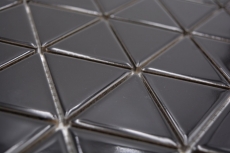 Muestra de mano cerámica mosaico azulejo triángulo diamante uni negro brillante MOS13-t59_m