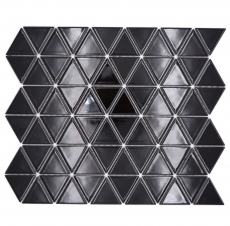 Muestra de mano cerámica mosaico azulejo triángulo diamante uni negro brillante MOS13-t59_m