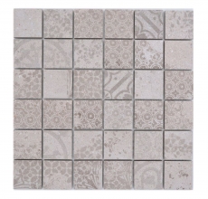 Muestrario de mano mosaico cerámico gres porcelánico gris claro beige estampado MOS14-B1_m