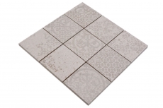 Muestrario de mano mosaico cerámico gres porcelánico gris claro beige estampado MOS23-B5_m