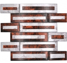 Muestra de la mano de mosaico de vidrio mosaico de azulejos 2D-look marrón plata gris sombreado MOS88-W1_m